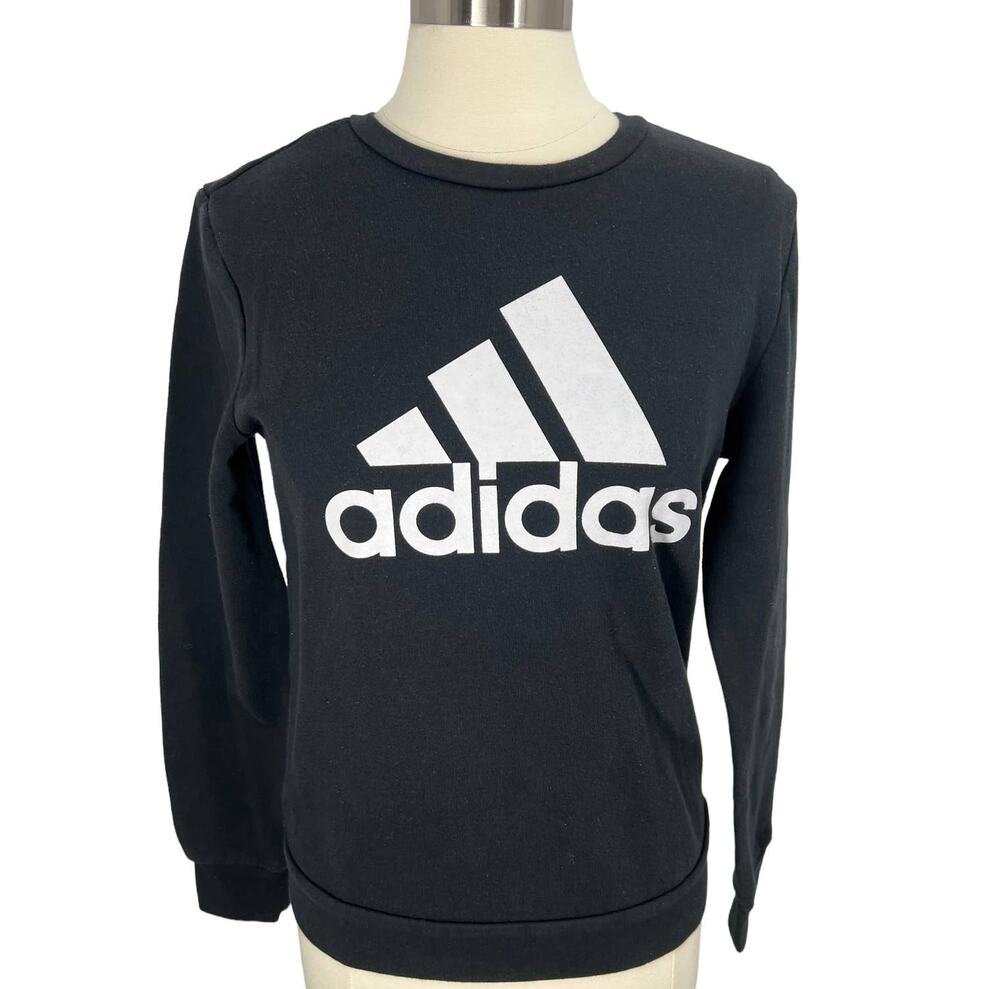 ADIDAS Logo Black Long Sleeve Sweatshirt SZ Small